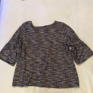 LOFT fun tweed/boucle top with bell sleeve